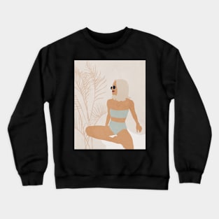 Gir, Sunglasses, Boho style art, Mid century art Crewneck Sweatshirt